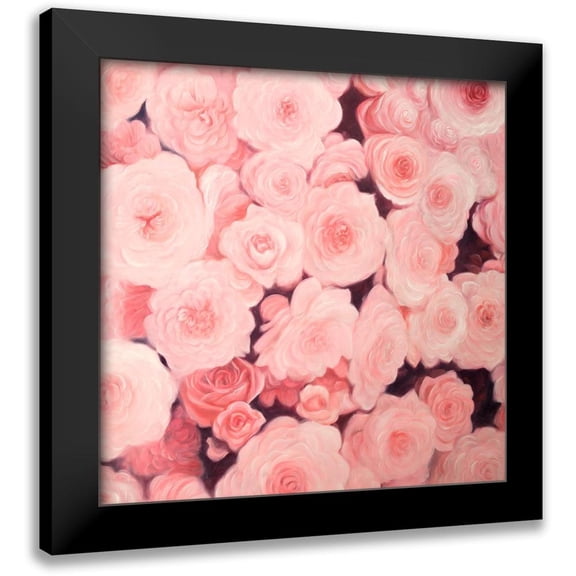 Atelier B Art Studio 12x12 Black Modern Framed Museum Art Print Titled - PINK FLOWER FIELD