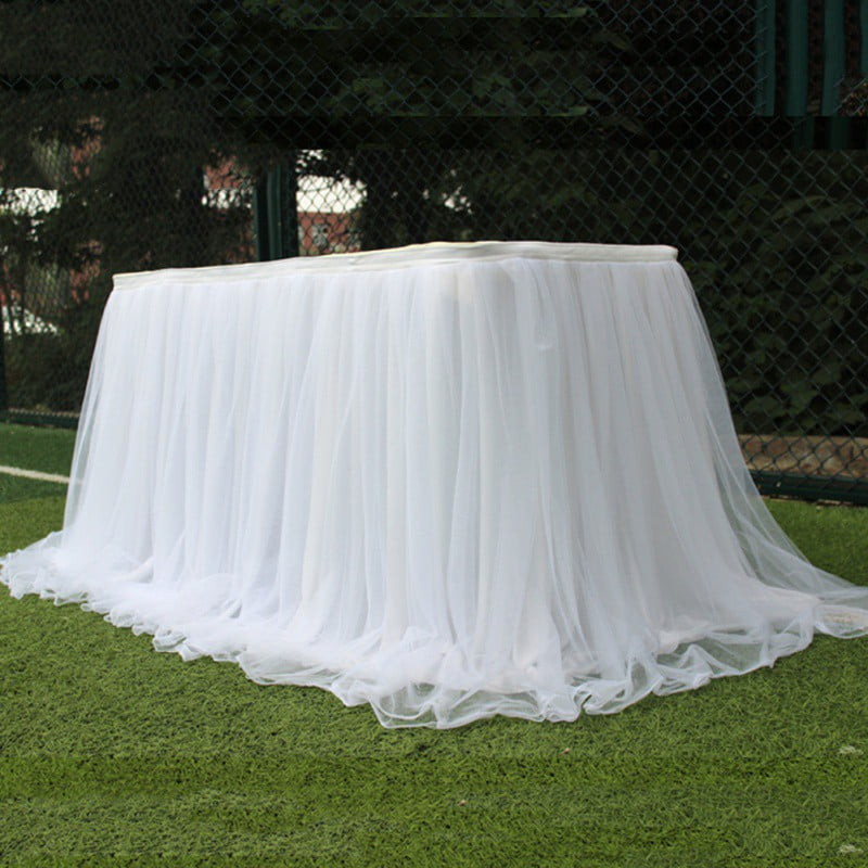 39*29" Tulle Rectangle Tablecloths Skirt Decor With Table clip For Wedding Party Banquet Events