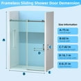 thumbnail image 3 of Garvee 56-60" W x 75" H Sliding Shower Door, Frameless Glass Shower Door with 5/16" (8mm) Clear Tempered Glass, Explosion-Proof Film, Pull Handle, Stainless Steel Hardware, Matte Black, 3 of 7
