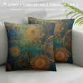 thumbnail image 3 of COMIO  Square Throw Pillow Covers Golden Blue Mandala Bohemian Pillow Cases Decorative for Home Bedroom Sofa Pillowcases Standard, 3 of 5