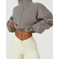thumbnail image 4 of Women's Full Zip Fleece Short Jacket Warm Winter Long Sleeve Stand Collar Sherpa Crop Coat, 4 of 5