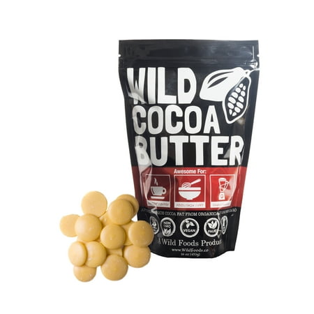 Raw Cocoa Butter Wafers (16 oz) by Wild Foods - Organically grown, Unrefined, Non-Deodorized, Food Grade, Fresh, Excellent For Cooking and (Best Food For Skin Care)