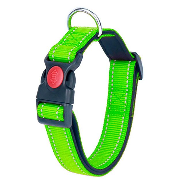 HLONK Adjustable Pet Neck Circle Reflective Strap Buckle Closure Lock Metal D-ring Reflective Padded Nylon Dog Collar for Small