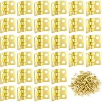 30 PCS Small Hinges for Crafts 120 PCS Screws Nails, 13 x 12 mm Retro Brass Mini Hinges Hardware with Screws for Jewelry Wooden Box Chest Cabinet DIY