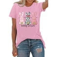 thumbnail image 2 of Easter Shirts for Women Bunny Print T Shirts Short Sleeve Crew Neck Graphic Tee Casual Top Pink XXXL, 2 of 3