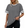 thumbnail image 2 of Rosvigor Women Tops Loose Fit T Shirts for Women Color Block Shirts Casual Tops Summer Blouses, 2 of 8