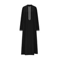 thumbnail image 4 of Thobes Men Muslim Long Sleeve Zipper Thobe Casual Henley Shirts Embroidered Thobe Ramadan Gifts Men's Robe, 4 of 6