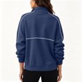 thumbnail image 4 of Lightweight Sweatshirt for Women Half Zip V Neck Fashion Long Sleeve Pullover Tops Oversized Casual Outfits Clothes Dark Blue L, 4 of 7