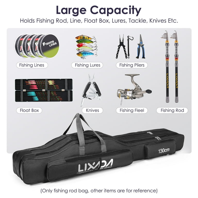 Lixada 130cm/150cm Three Layers Fishing Bag Portable Folding Fishing Rod  Reel Tackle Tool Carry Case Carrier Travel Bag 