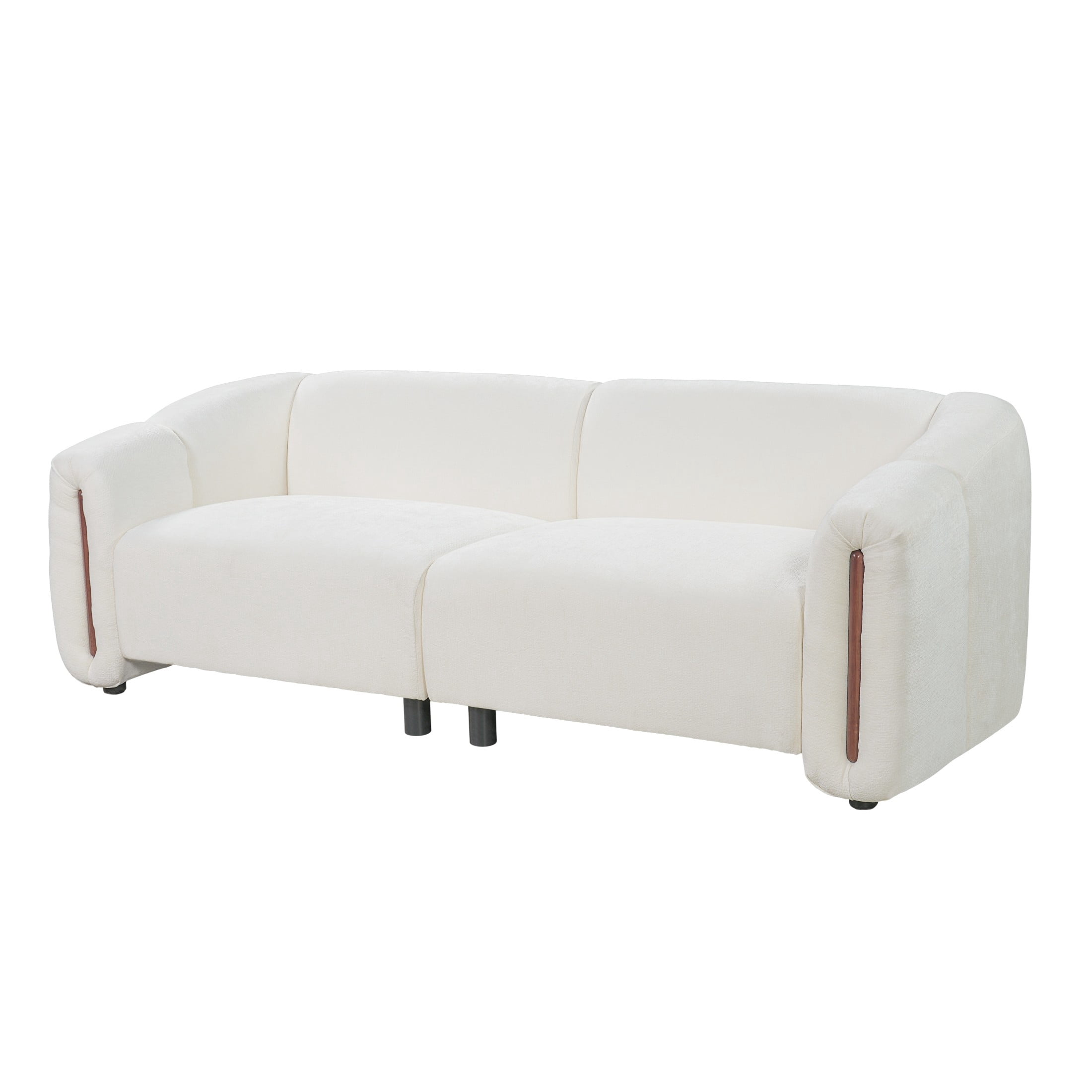 Christopher Knight Home 87.4" Modern Curved Upholstered 3-Seater Sofa with Wide Armrest, Beige