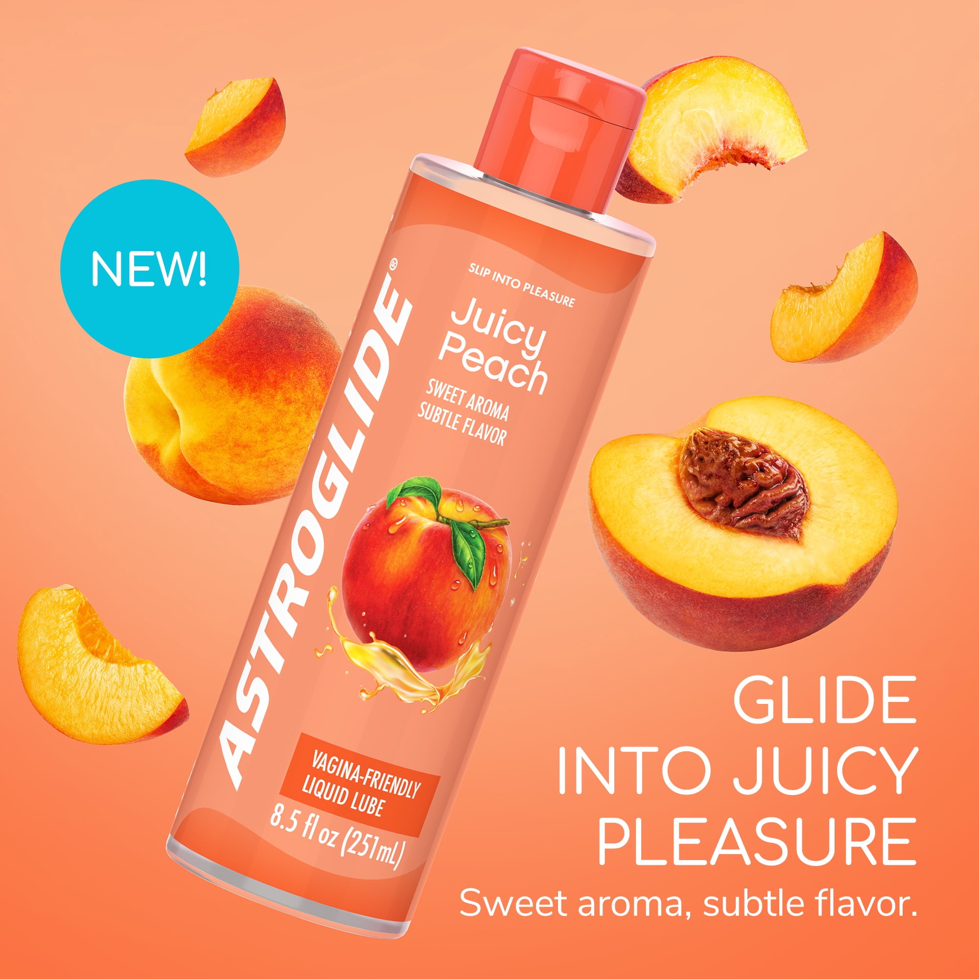 Astroglide Juicy Peach Water-Based Personal Lubricant, Peach Flavor, 8.5 fl oz
