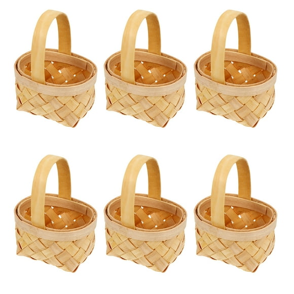 6pcs Decorative Wooden Woven Basket Portable Basket Multi-purpose Baskets