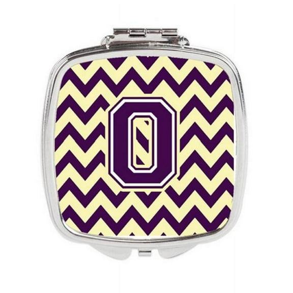 Letter O Chevron Purple & Gold Compact Mirror - Purple & Gold - 3in. H x 0.3in. W x 2.75in. L