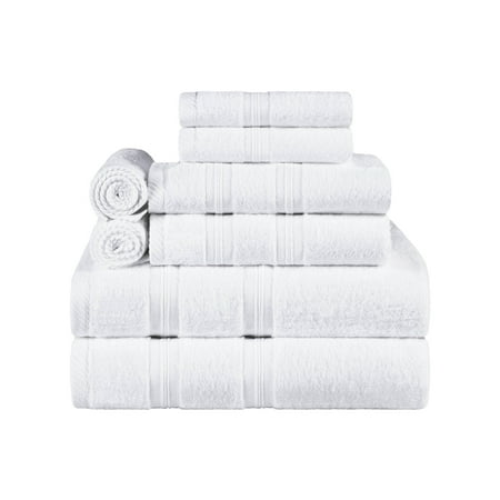 Superior Smart Dry 8-Piece Zero Twist Cotton Towel Set, White