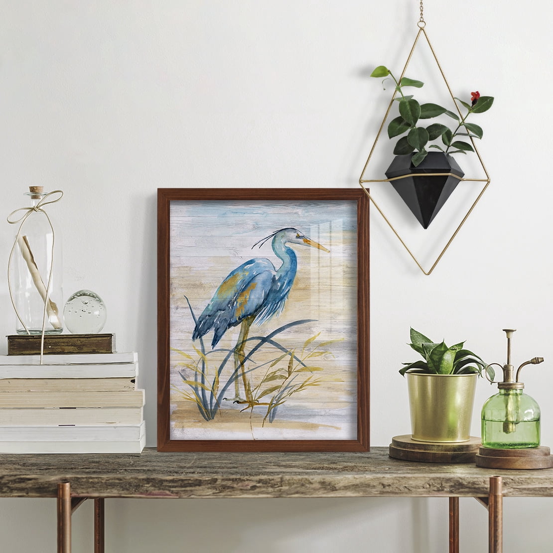 Blue Heron I -Framed Print w/glass-Chestnut