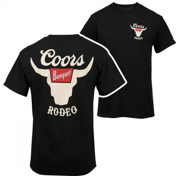 Banquet Rodeo Horns Logo Front & Back Print T-Shirt, Black - Medium