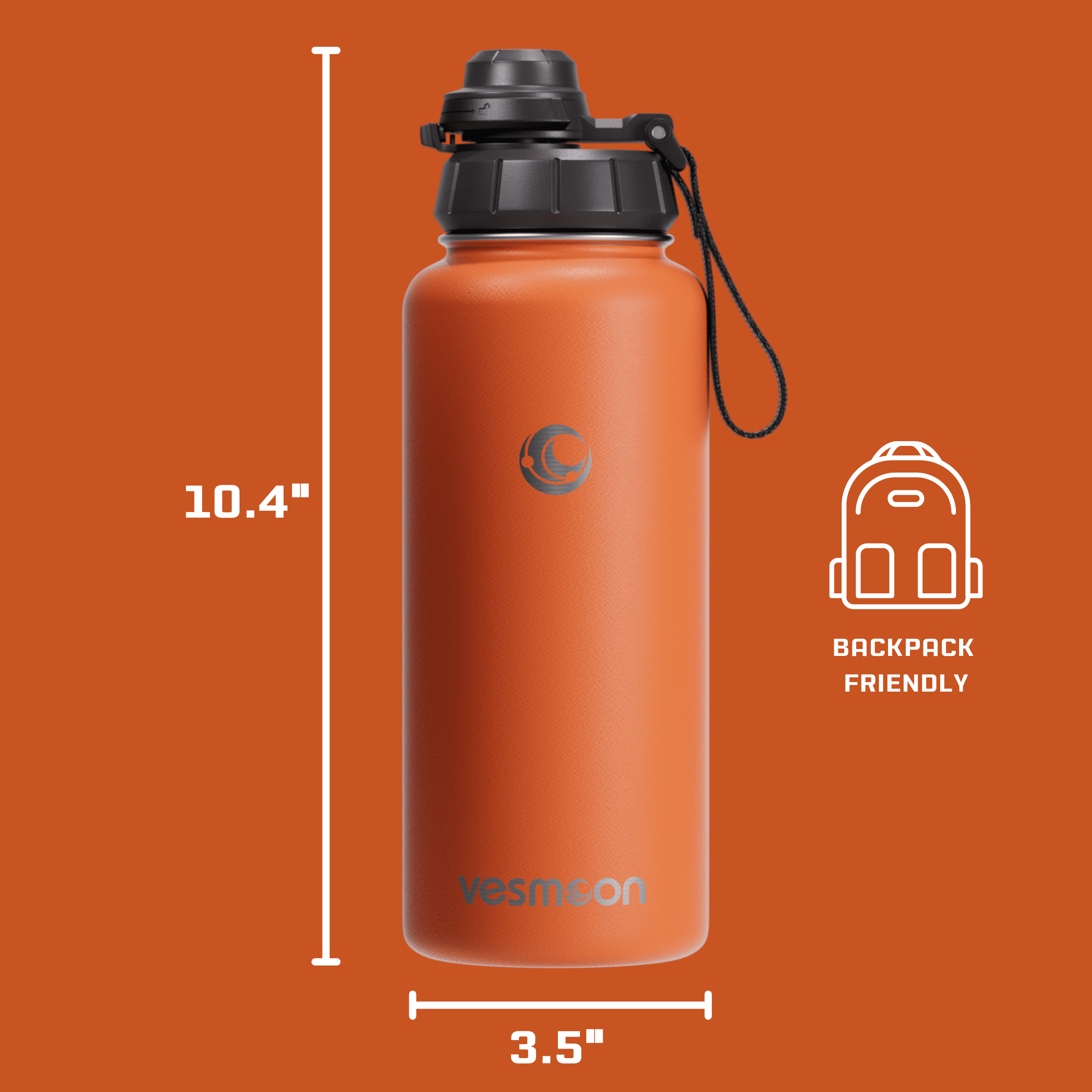 Vesmoon Vessence Infuser Bottle 32 Oz - Insulated Water Bottle for Loose Leaf Tea | Tea Infuser Water Bottle with Straw Lid & Chug Lid | Leak Proof Water Bottle