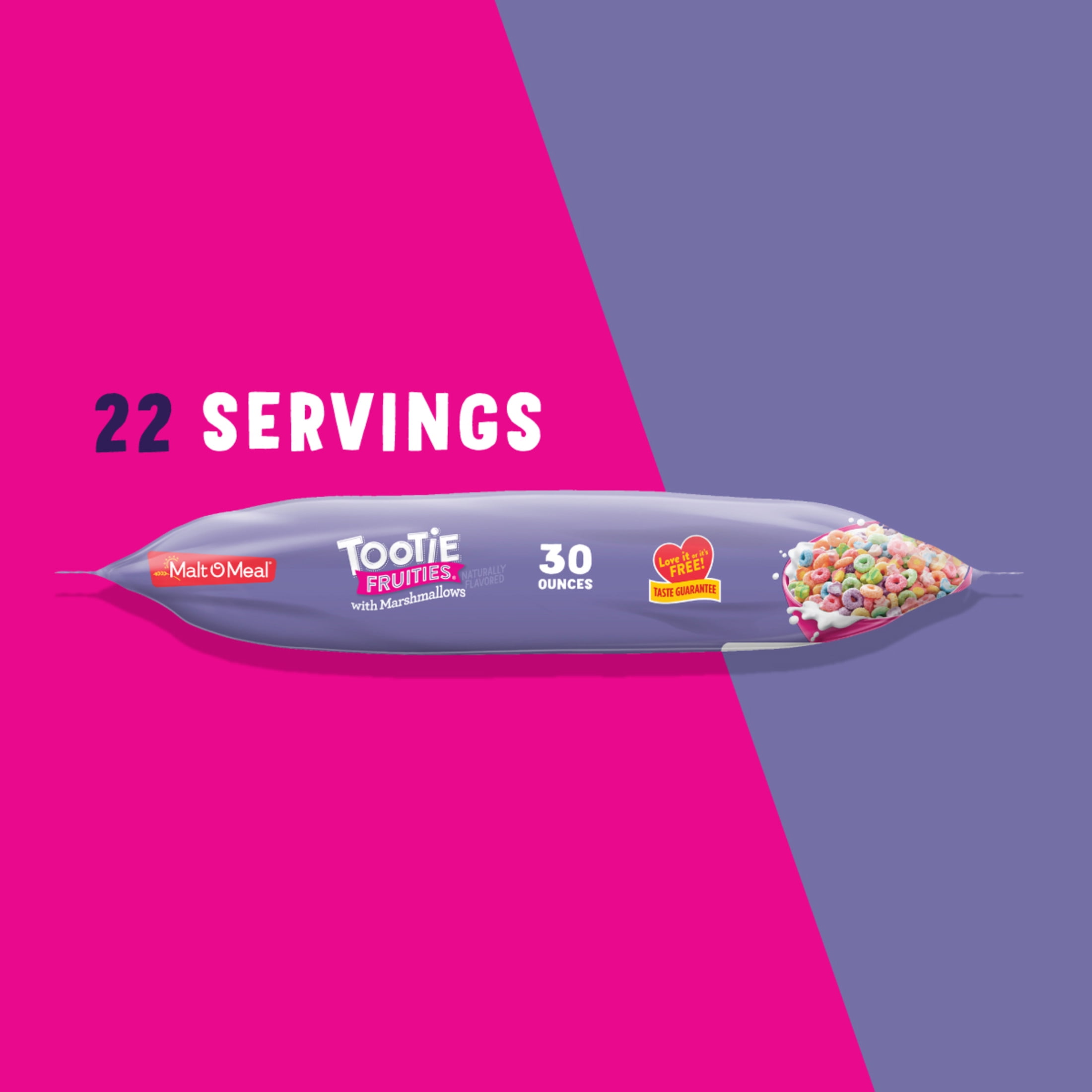 Malt-O-Meal Tootie Fruities Marshmallow Cereal, Fruity Rings with Marshmallows, 30 oz