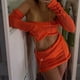 thumbnail image 1 of Blusas De Punto Minifaldas Trajes de ganchillo de 2 piezas para damas, cuello redondo, ombligo expuesto, atuendo diario (naranja M) Cgtredaw Para estrenar, 1 of 5