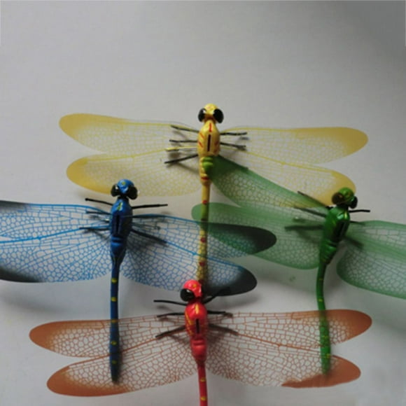 5pcs 3D Simulation Dragonflies Aimant de Réfrigérateur en Plastique pour la Décoration de Voiture à la Maison Couleur Aléatoire