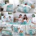 thumbnail image 5 of 3 Piece Turquoise Ombre Marble Duvet Cover Set California King,Microfiber Comforter/Quilt Cover with Corner Ties and 2 Pillowcases,Yellow Modern Geometric Abstract Art Bedding with Zipper Closure, 5 of 8
