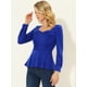 thumbnail image 3 of INSPIRE CHIC Blusa de manga larga con cuello en forma de corazón para mujer Azul real XS, 3 of 5