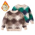 thumbnail image 4 of MXIEZI Long Sleeve Pullover Knit Sweater for Boys 3-11 Years Crewneck Fleece Lined Jumper for Kids Warm for Toddler Fall Winter Padded Bottoming Sweater, 4 of 9