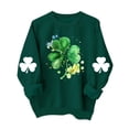 thumbnail image 2 of St. Patrick's Day Sweatshirt for Women Watercolor Shamrock Graphic Crewneck Long Sleeve Ribbed Cuffs Loose Fit Festive Clothes Pullover Top, 2 of 4