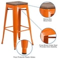 thumbnail image 5 of Flash Furniture Lily 30" High Backless Orange Metal Barstool with Square Wood Seat, 5 of 13