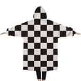 thumbnail image 2 of Oversized Wearable Blanket Hoodie,Black and White Checkered Pattern Sherpa Blanket Hoodie with Super Pockets,Super Warm Fuzzy Pullover for Women & Men, 2 of 6