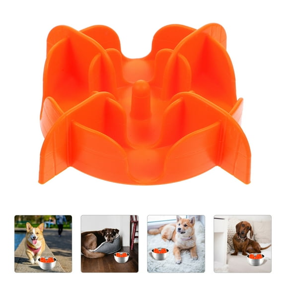 Baluue Orange Silicone Slow Feeder Dog Bowl Insert with Nonslip Suction for Safe Eating