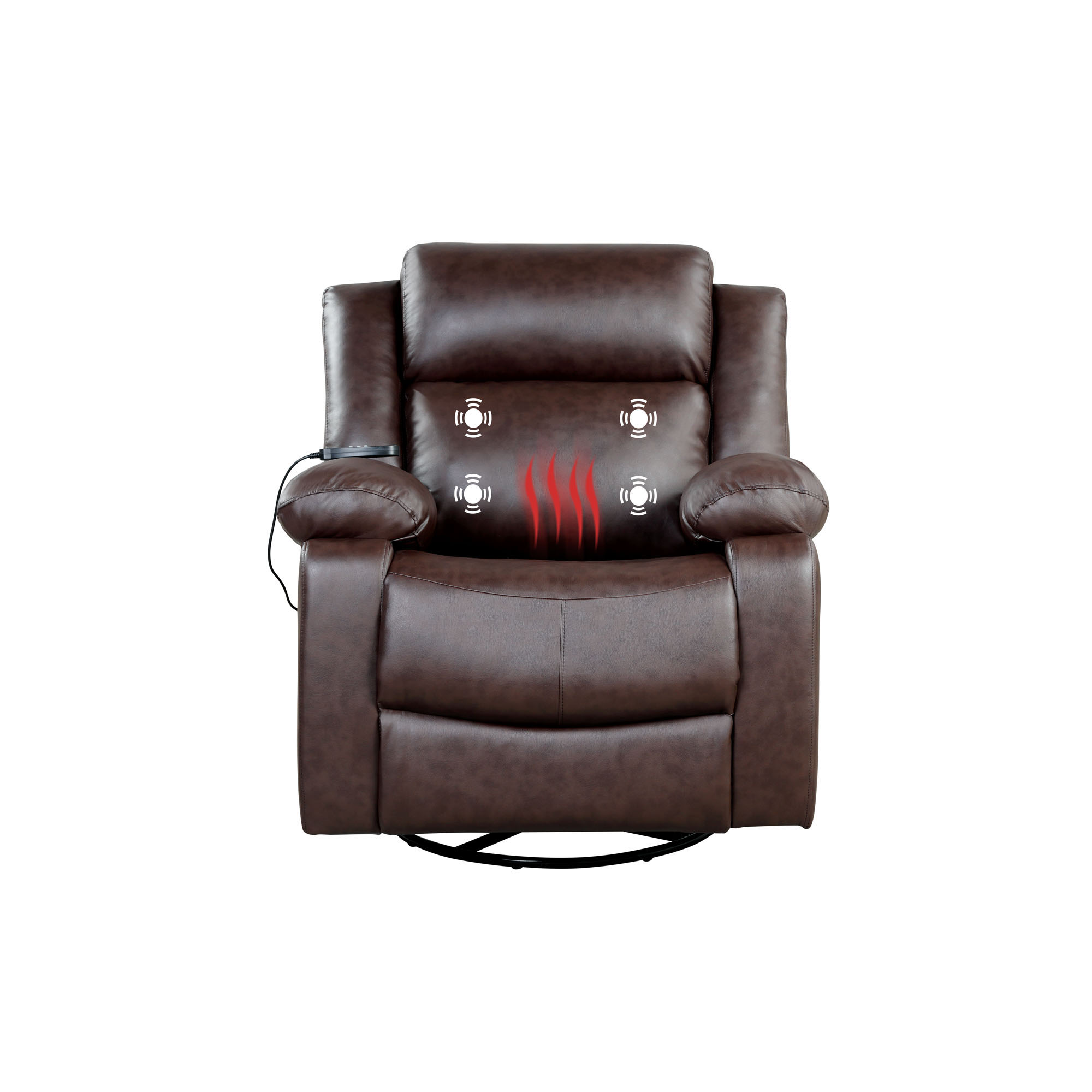 Elm & Oak Maxima Standard Manual Swivel Recliner with Massage and Heat, Brown Faux Leather - image 5 of 13