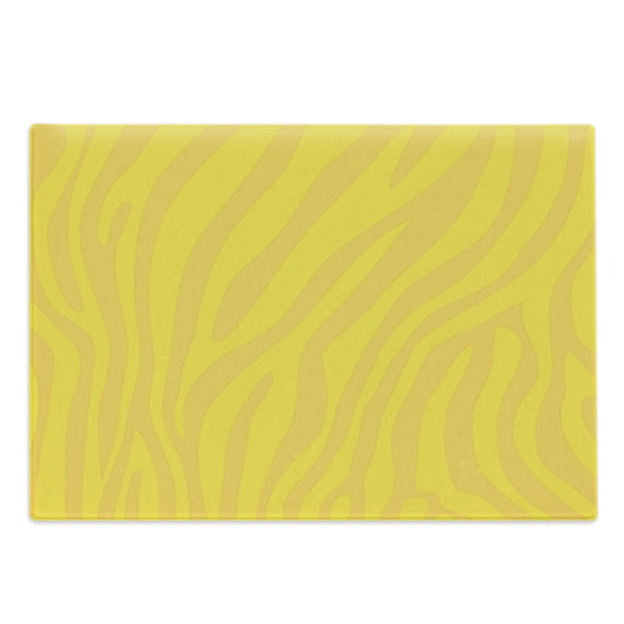 Zebra Print Cutting Board, Zebra Skin Wild Animal Print Pattern with Vivid Colors Art Print, Decorative Tempered Glass Cutting and Serving Board, Large Size, Yellow and Mustard, by Ambesonne