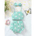 thumbnail image 3 of Bagilaanoe 2pcs Toddler Baby Girl Shorts Set Flower Sleeveless Camisole Tops + Shorts + Hairband 6M 9M 12M 18M 24M Kids Casual Summer Clothes, 3 of 9