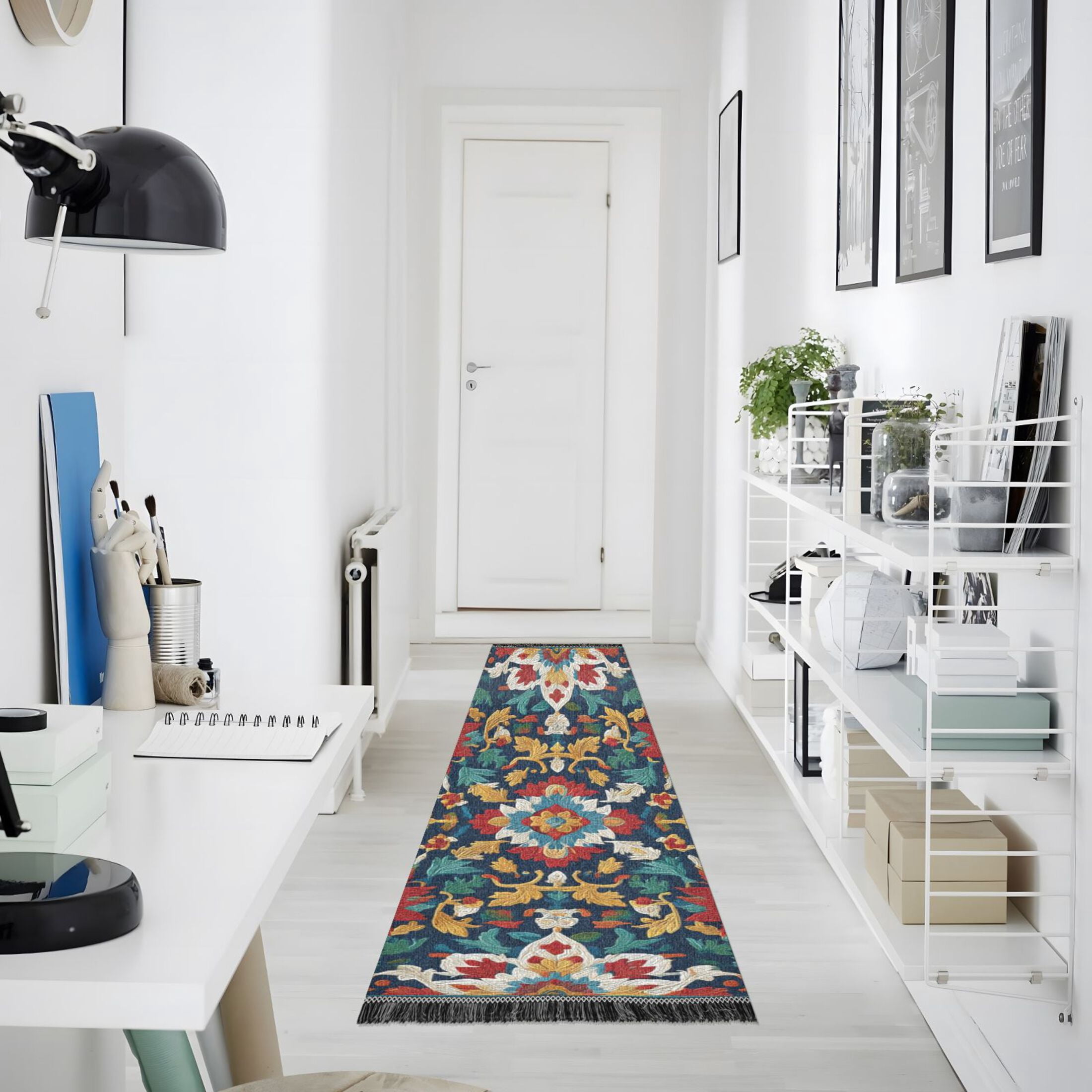 Bedroom Hallway Indoor Outdoor Mat With Rubber Backing Runner Rug Long Persian Pattern