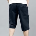 thumbnail image 4 of 3/4 Length Cargo Shorts for Men Elastic Waist Big and Tall Knee Length Shorts Multi-Pocket Long Blew Knee Capri 3/4 Pants Casual Hiking Relaxed Fit Hiking Long Shorts,Blue 4XL, 4 of 4