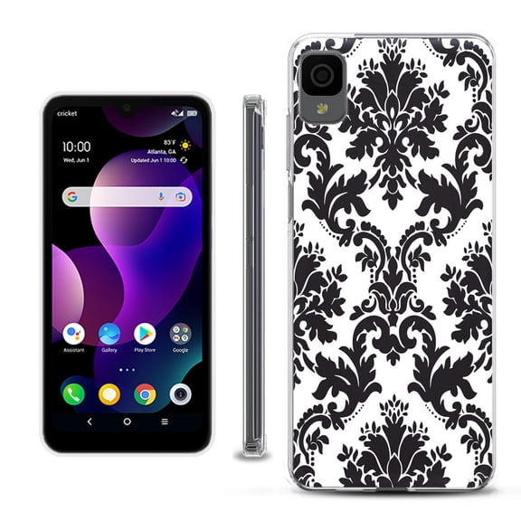Slim-Fit Gel TPU Phone Case for TCL 30Z / 30 Z / 30 LE, by OneToughShield ® - Victorian White/Black
