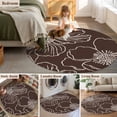 thumbnail image 5 of Round Rug 3.3Ft Washable Non-Slip, Brown Flowers Circle Area Rugs for Living Room Bedroom, Spring Floral Botanical Modern Art Indoor Floor Mats Carpet Runner for Home Decor Aesthetic, 5 of 8