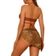 thumbnail image 3 of Conjuntos de bikini de 3 piezas para mujer, con anillo, strapless, con faldas de playa y pareos, talla X-Large, rojo y marrón, 3 of 5