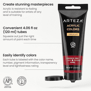 Arteza Acrylic Artist Paint, Multicolor, Set of 14, 120 mL