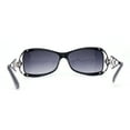 thumbnail image 4 of Classy 90s Wrap Jewel Metal Arm Luxury Designer Sunglasses Black Silver - Smoke, 4 of 4