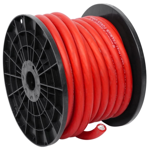 Rockville R0G50RED 0 Gauge 50 Foot Spool Red Car Amp Power Ground Wire Cable