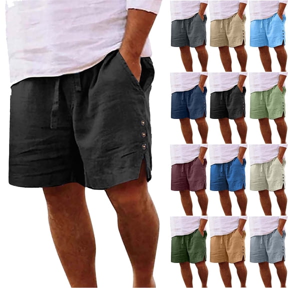Purcolt Men's Athletic Shorts Summer Casual Elastic Waist Drawstring Loose Fit Beach Vacation Shorts with Pockets