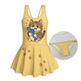 thumbnail image 6 of COEQINE Girls Swimsuit for Swimming, One Piece with Full Coverage Skirt & Built-in Brief, Stretchy Scoop Neck Swim Dress, Fixed Wide Straps, for Kids 3-4 Years, Cat Fish Paw Yellow, 6 of 8