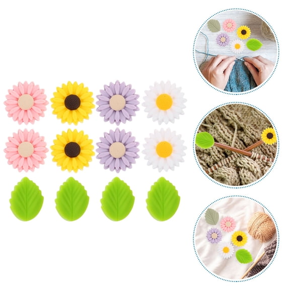 BESTOYARD Silicone Daisy Needle Stoppers Assorted Color Practical Knitting Tools 12Pcs
