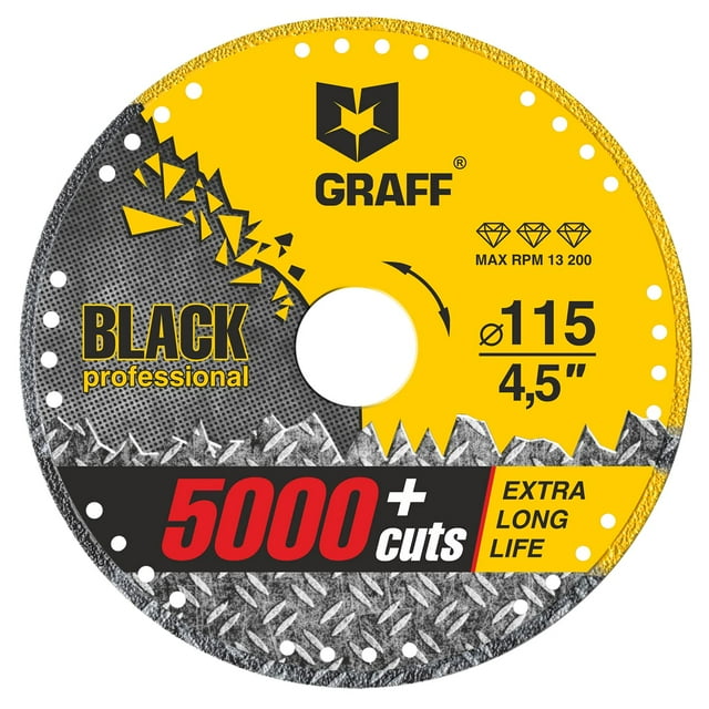 Rueda cortada GRAFF, diamante negro, corte de metal 11,4 cm, 60 veces