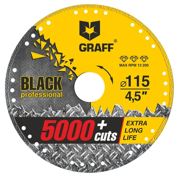 Rueda cortada GRAFF, diamante negro, corte de metal 11,4 cm, 60 veces