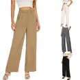 thumbnail image 2 of Pantalones elegantes de cintura alta, holgados, casuales y de pierna recta para mujer para un viaje cómodo en otoño, 2 of 4