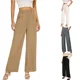 thumbnail image 2 of Pantalones elegantes de cintura alta, holgados, casuales y de pierna recta para mujer para un viaje cómodo en otoño, 2 of 4