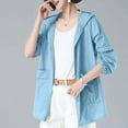 thumbnail image 4 of Miluxas Women's Jacket Casual Hooded Long Sleeves Sun Protection Thin Coat Summer Lightweight Jacket Outwear Blue XXXL(XXXL), 4 of 5